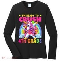 Back To School Unicorn Rainbow Ready To Crush 4th Grade Women's Long Sleeve Shirt thumb 0