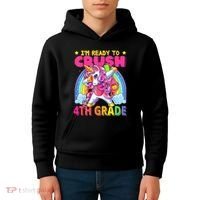 Back To School Unicorn Rainbow Ready To Crush 4th Grade Kids Hoodie thumb 4