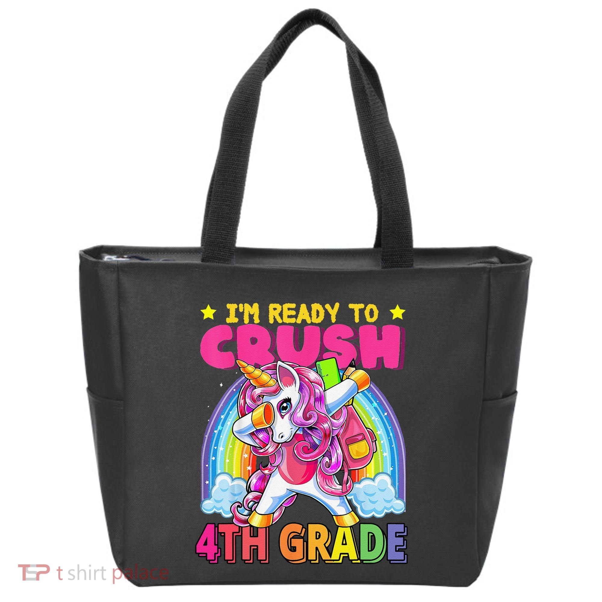 Back To School Unicorn Rainbow Ready To Crush 4th Grade Tote Bag