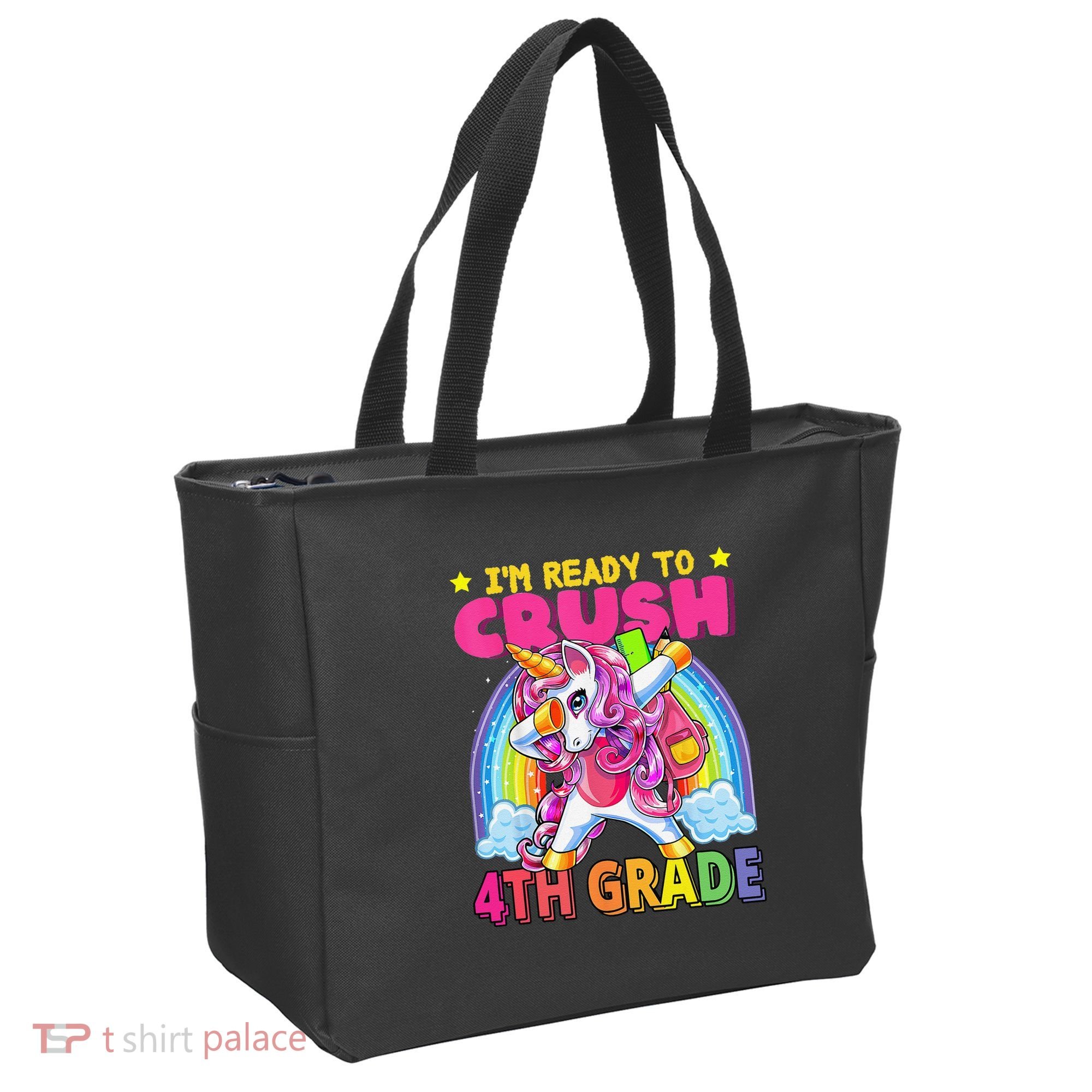 Back To School Unicorn Rainbow Ready To Crush 4th Grade Tote Bag