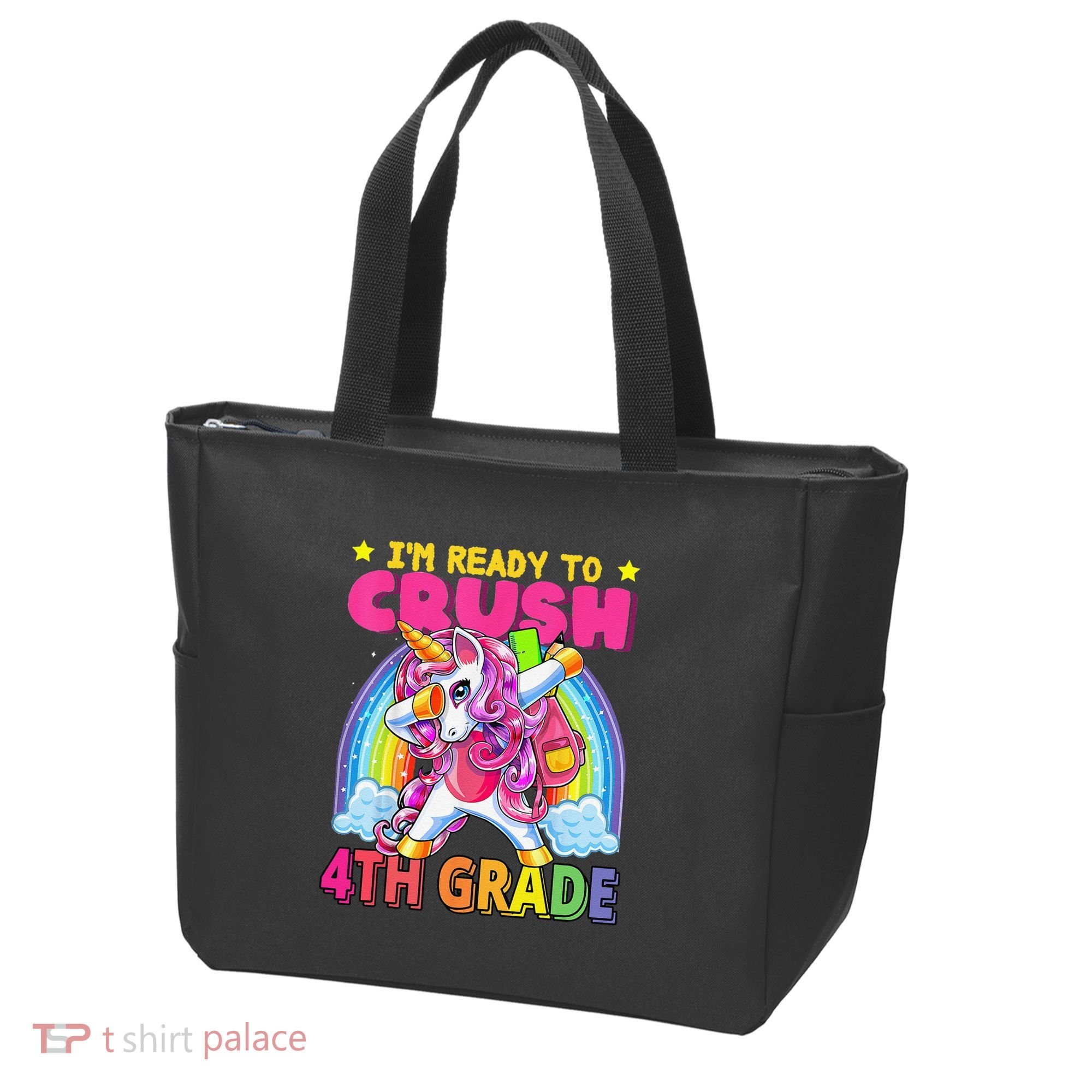 Back To School Unicorn Rainbow Ready To Crush 4th Grade Tote Bag