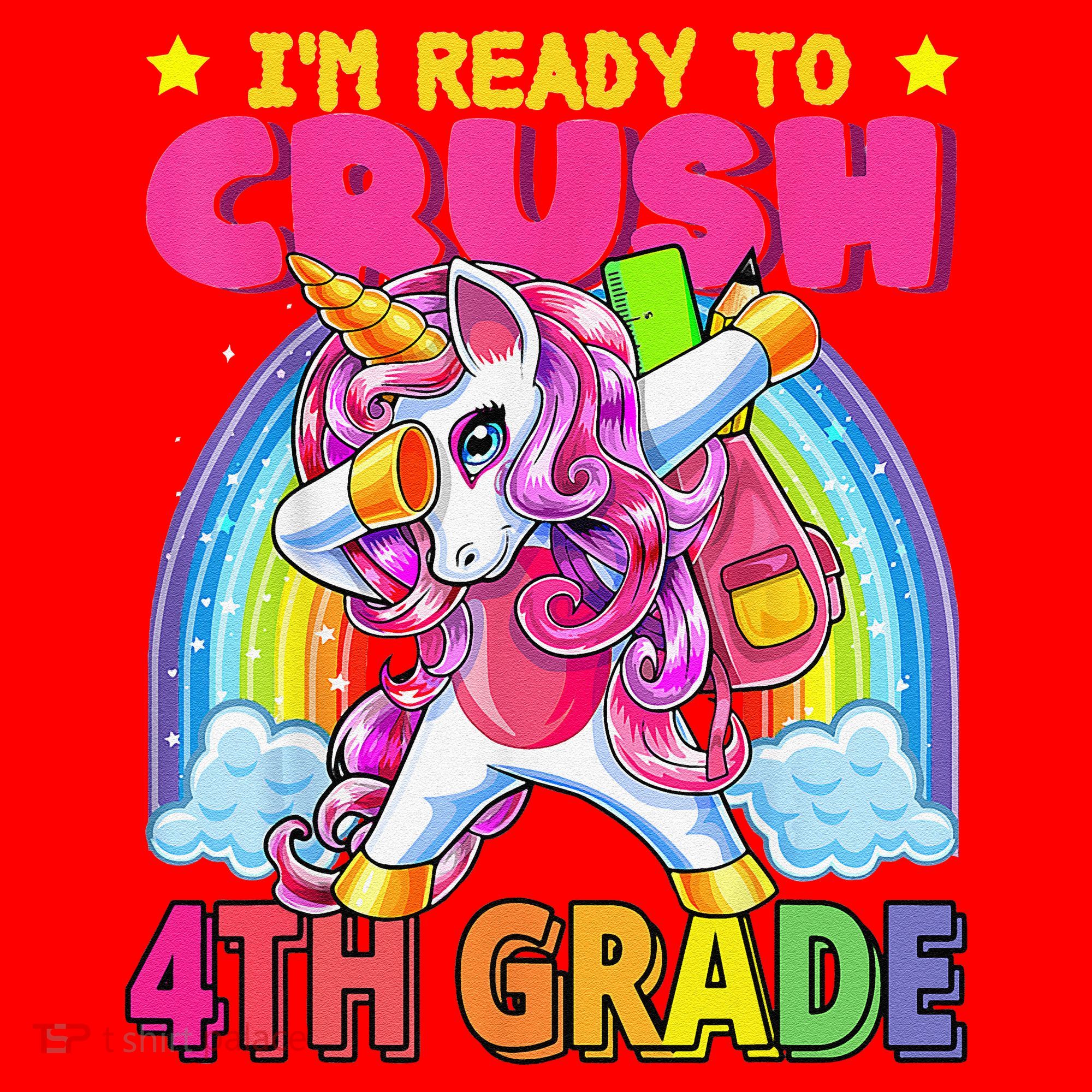 Back To School Unicorn Rainbow Ready To Crush 4th Grade Santa Hat