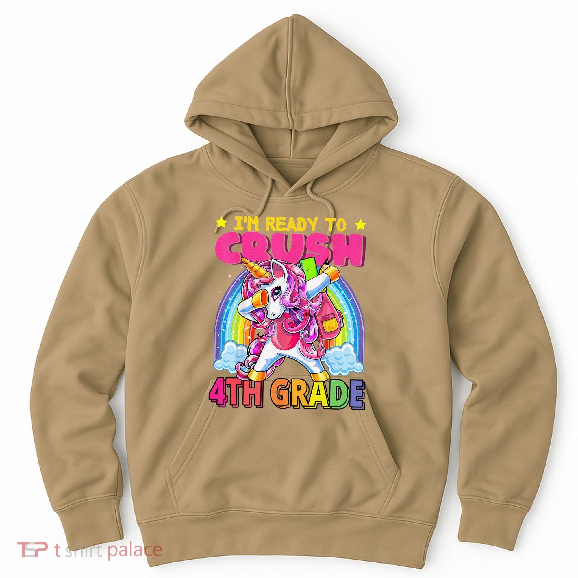 Back To School Unicorn Rainbow Ready To Crush 4th Grade Hoodie