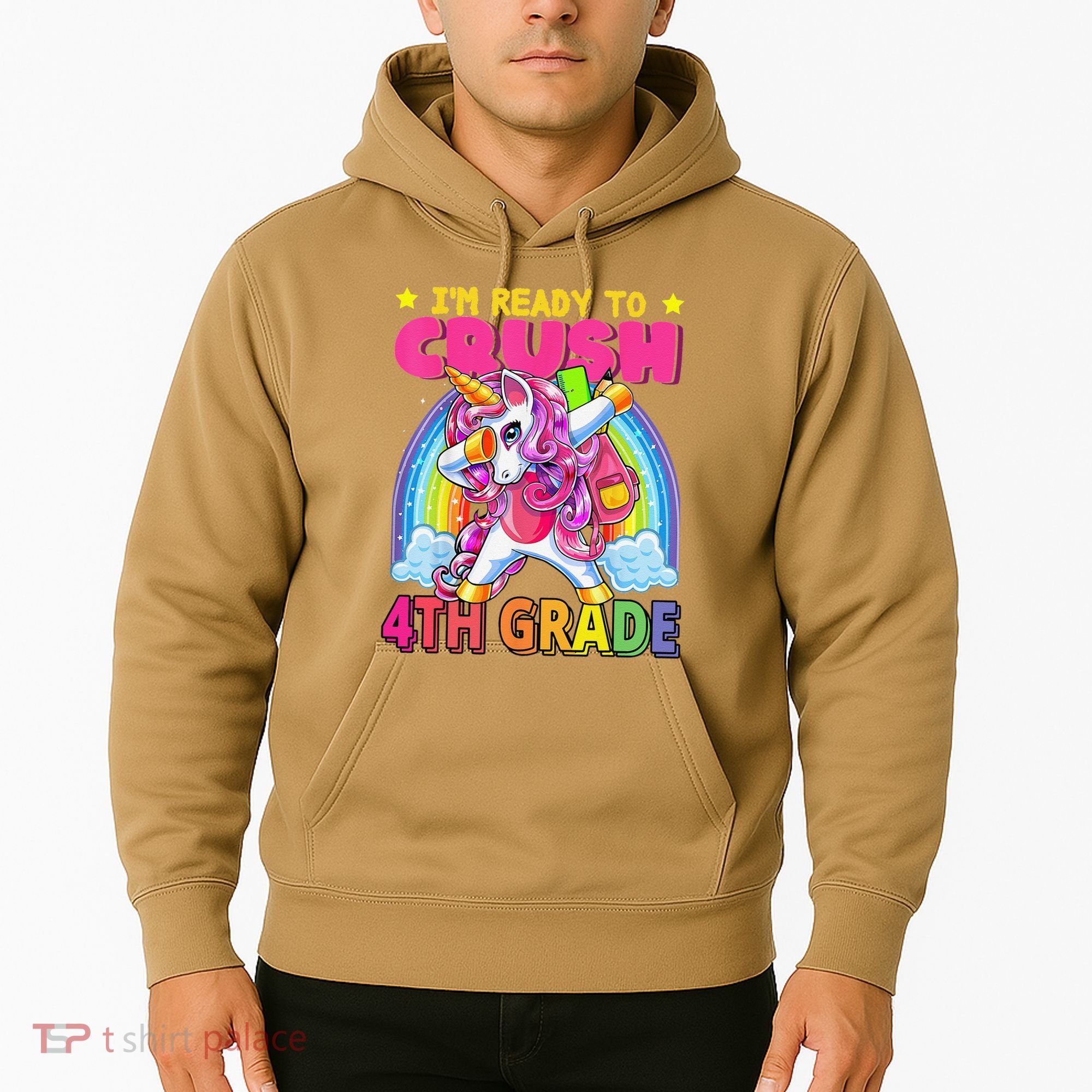 Back To School Unicorn Rainbow Ready To Crush 4th Grade Hoodie