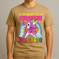 Back To School Unicorn Rainbow Ready To Crush 4th Grade T-Shirt thumb 3