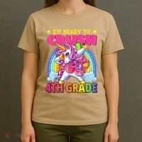 Back To School Unicorn Rainbow Ready To Crush 4th Grade T-Shirt thumb 4