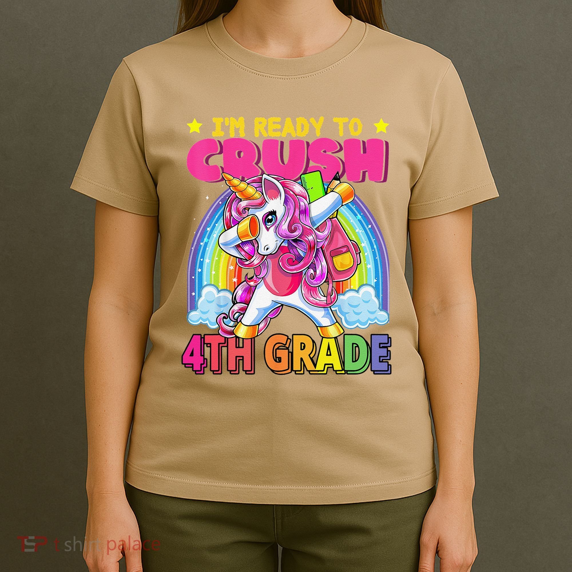 Back To School Unicorn Rainbow Ready To Crush 4th Grade T-Shirt