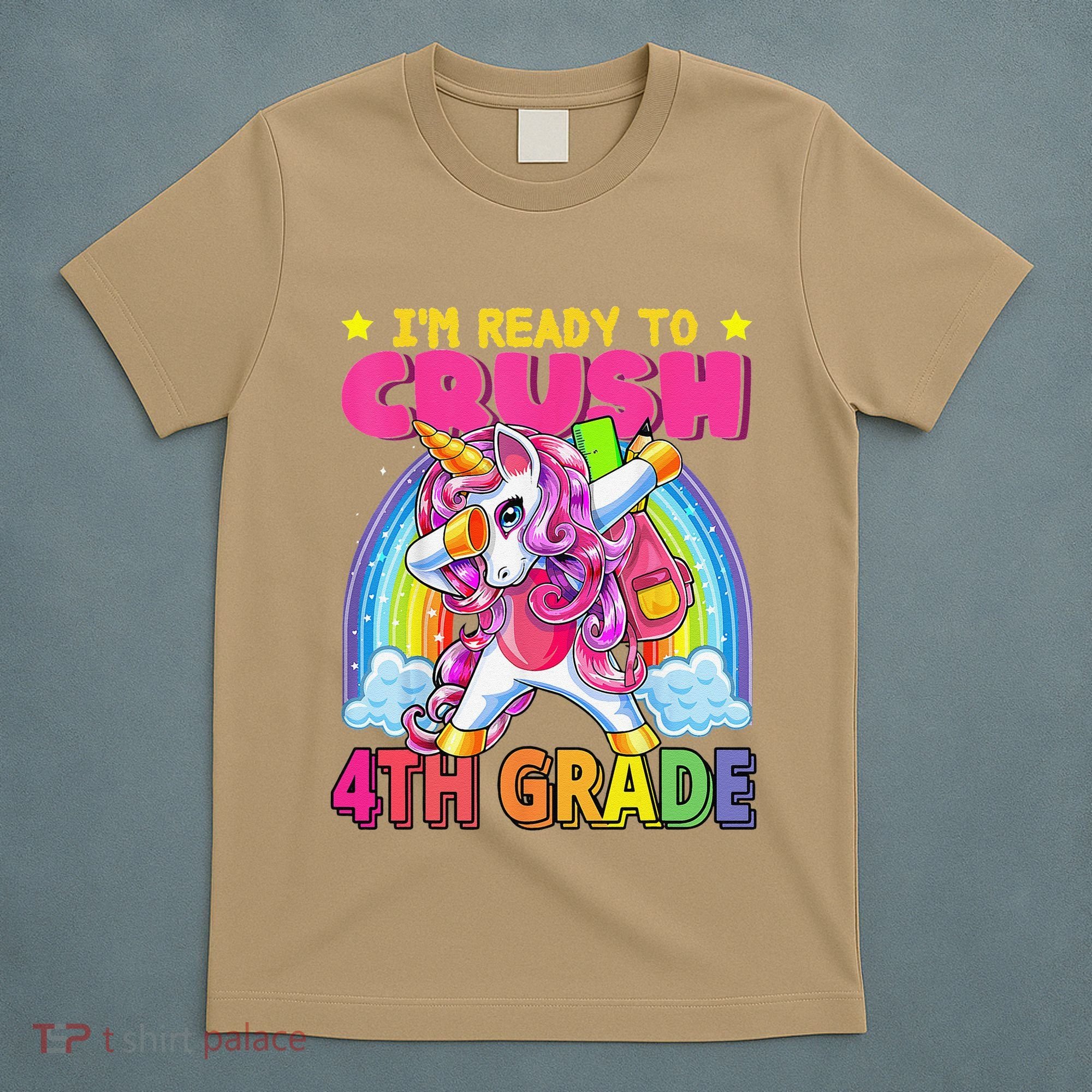 Back To School Unicorn Rainbow Ready To Crush 4th Grade T-Shirt
