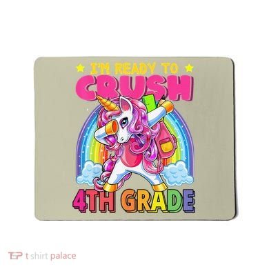 Back To School Unicorn Rainbow Ready To Crush 4th Grade Mousepad