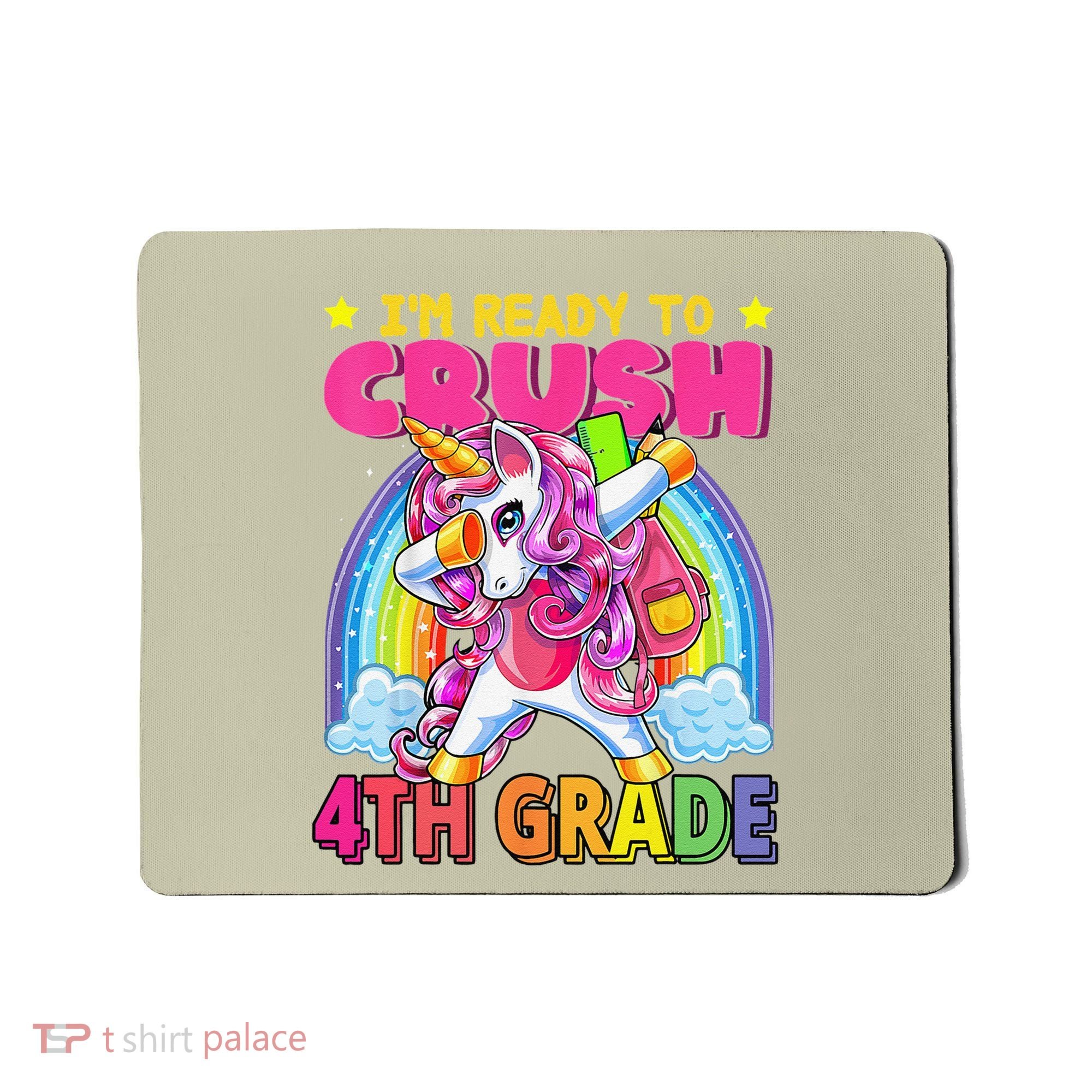 Back To School Unicorn Rainbow Ready To Crush 4th Grade Mousepad