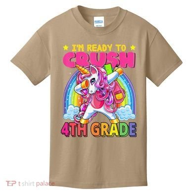 Back To School Unicorn Rainbow Ready To Crush 4th Grade Kids T-Shirt