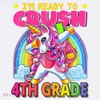 Back To School Unicorn Rainbow Ready To Crush 4th Grade Comfort Colors Garment-Dyed Hooded Sweatshirt thumb 2