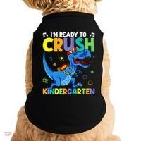 Back To School Dino I'm Ready To Crush Kindergarten Dinosaur Doggie Tank thumb 0