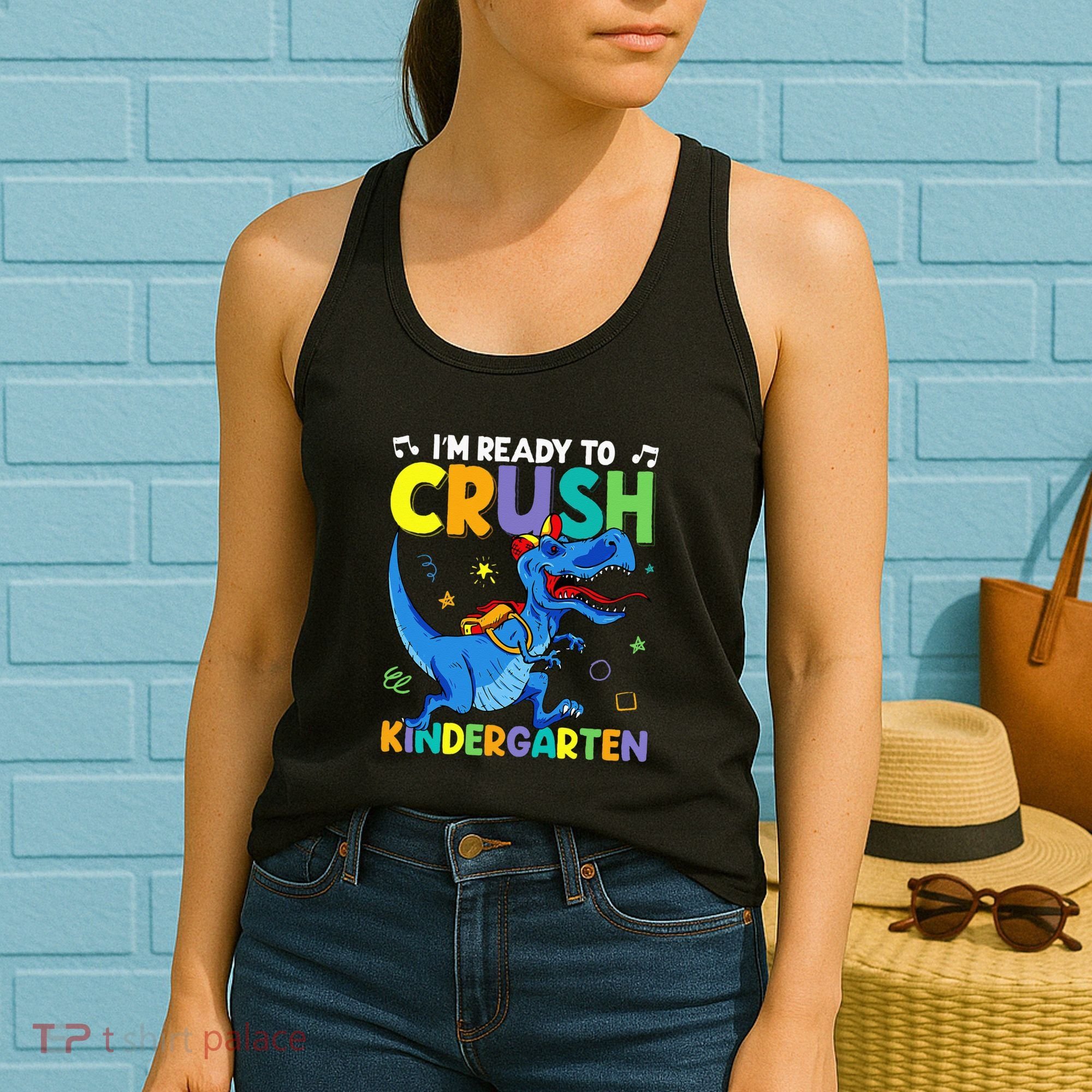 Back To School Dino I'm Ready To Crush Kindergarten Dinosaur Women's Tank Top