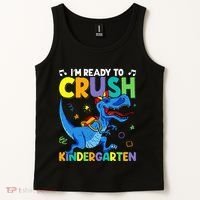Back To School Dino I'm Ready To Crush Kindergarten Dinosaur Tank Top thumb 2