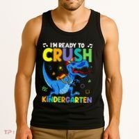 Back To School Dino I'm Ready To Crush Kindergarten Dinosaur Tank Top thumb 3