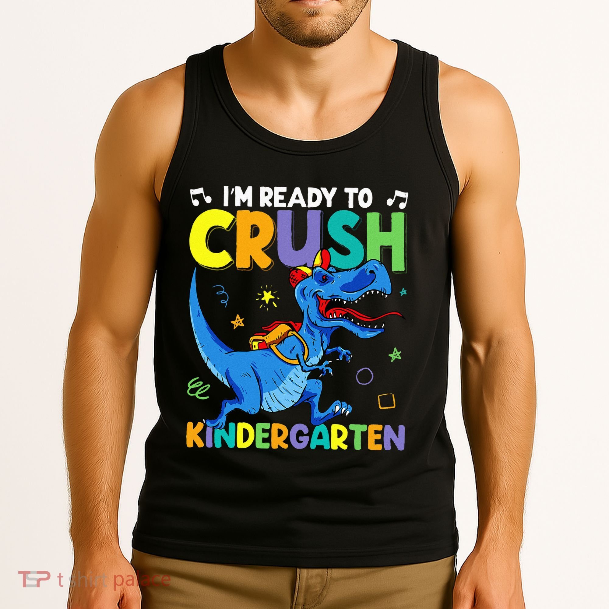 Back To School Dino I'm Ready To Crush Kindergarten Dinosaur Tank Top