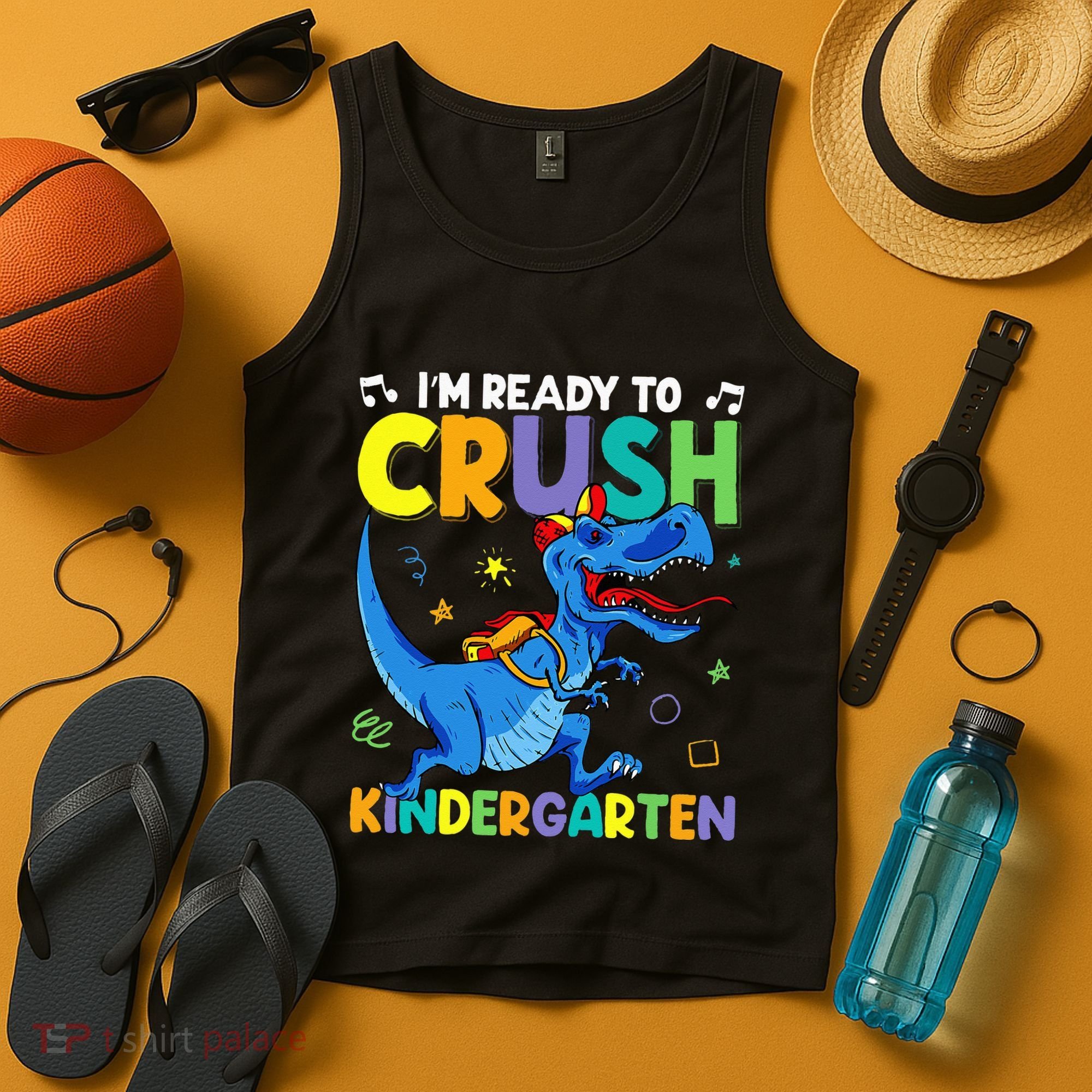 Back To School Dino I'm Ready To Crush Kindergarten Dinosaur Tank Top