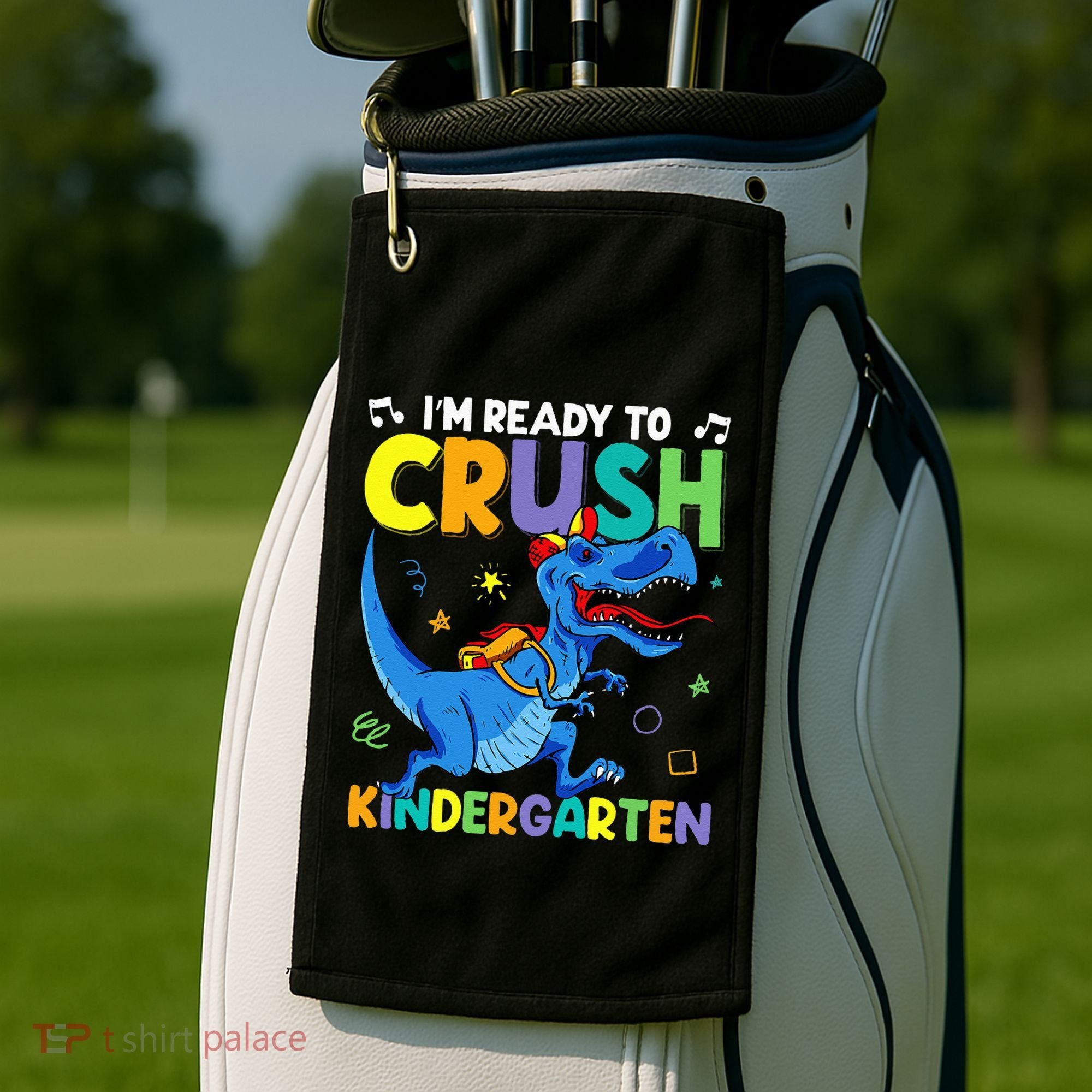 Back To School Dino I'm Ready To Crush Kindergarten Dinosaur Golf Towel