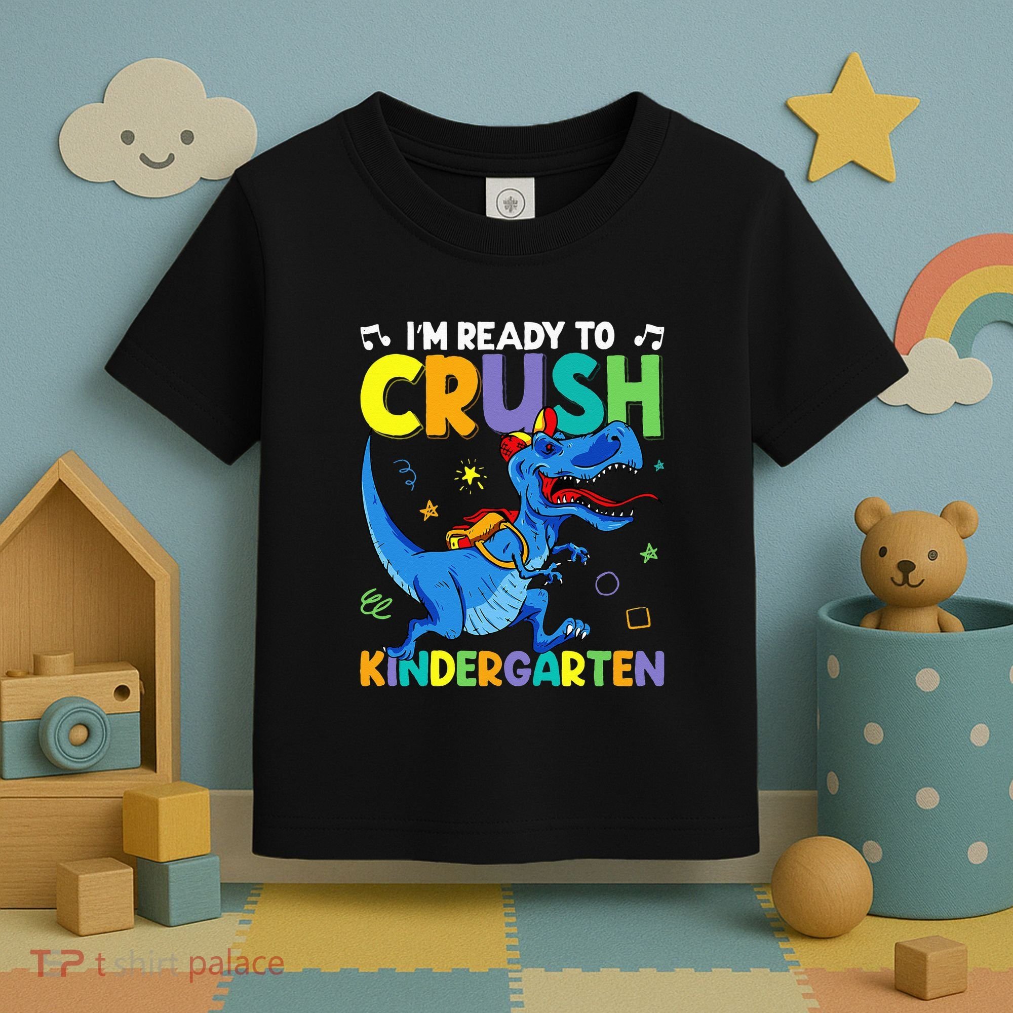 Back To School Dino I'm Ready To Crush Kindergarten Dinosaur Toddler T-Shirt