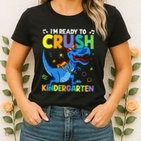 Back To School Dino I'm Ready To Crush Kindergarten Dinosaur Women's T-Shirt thumb 2