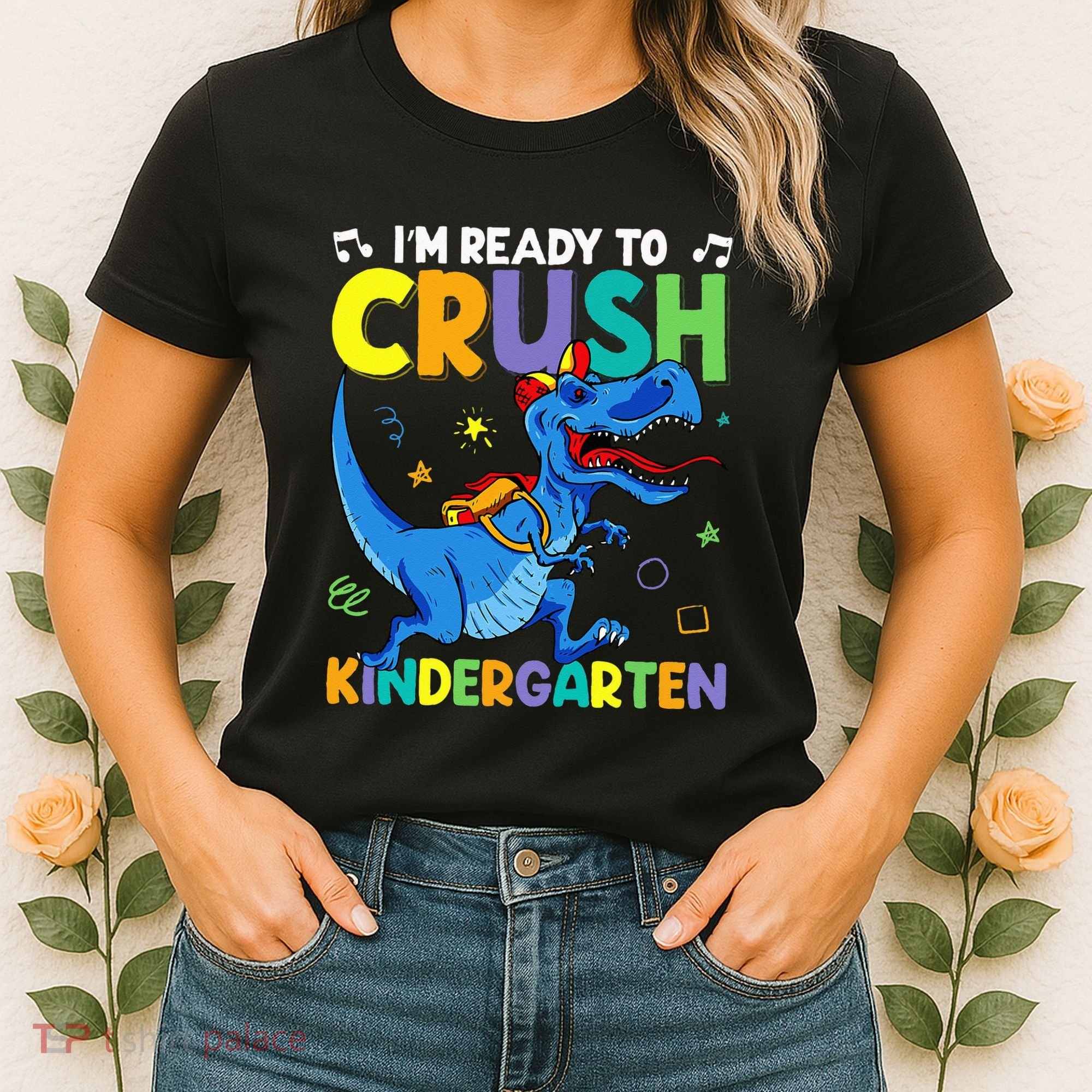 Back To School Dino I'm Ready To Crush Kindergarten Dinosaur Women's T-Shirt