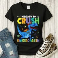 Back To School Dino I'm Ready To Crush Kindergarten Dinosaur Women's T-Shirt thumb 3