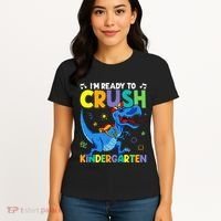 Back To School Dino I'm Ready To Crush Kindergarten Dinosaur Women's T-Shirt thumb 4