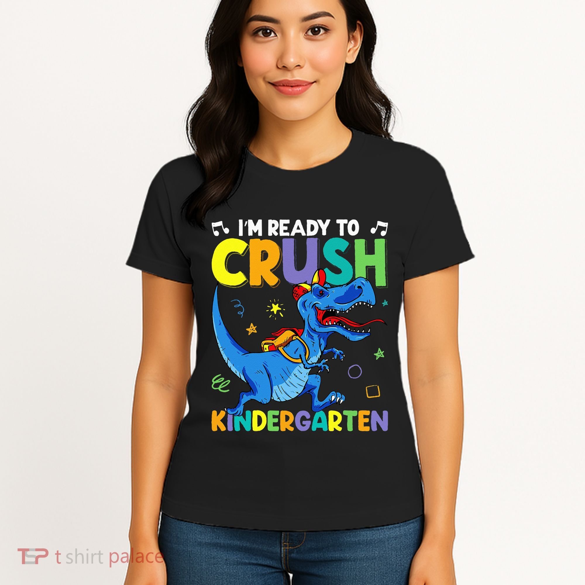 Back To School Dino I'm Ready To Crush Kindergarten Dinosaur Women's T-Shirt