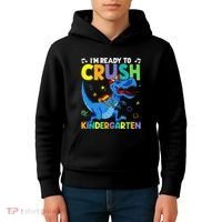 Back To School Dino I'm Ready To Crush Kindergarten Dinosaur Kids Hoodie thumb 4
