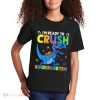 Back To School Dino I'm Ready To Crush Kindergarten Dinosaur Kids T-Shirt thumb 2