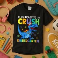 Back To School Dino I'm Ready To Crush Kindergarten Dinosaur Kids T-Shirt thumb 3