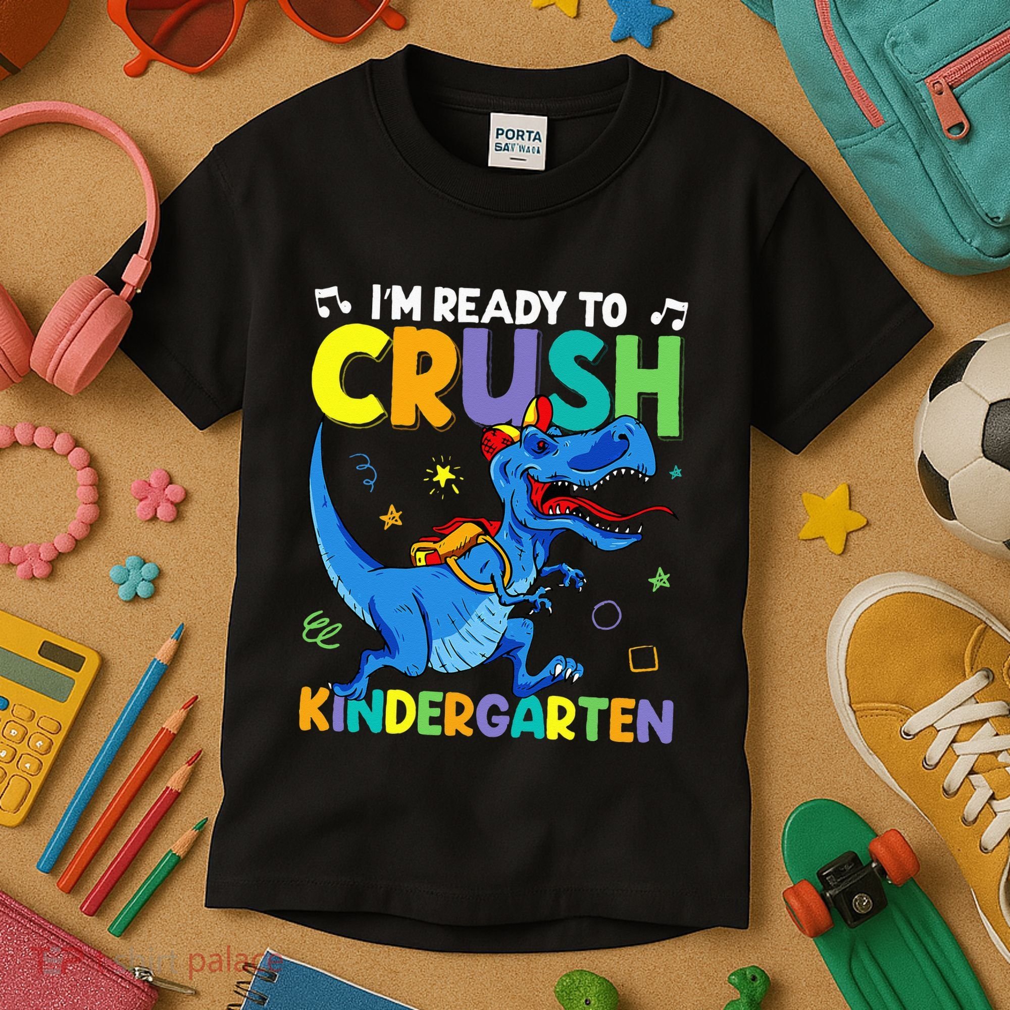 Back To School Dino I'm Ready To Crush Kindergarten Dinosaur Kids T-Shirt