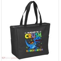 Back To School Dino I'm Ready To Crush Kindergarten Dinosaur Tote Bag thumb 2