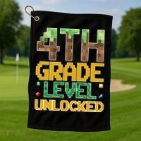 Back To School 4th Grade Gamer Golf Towel thumb 1