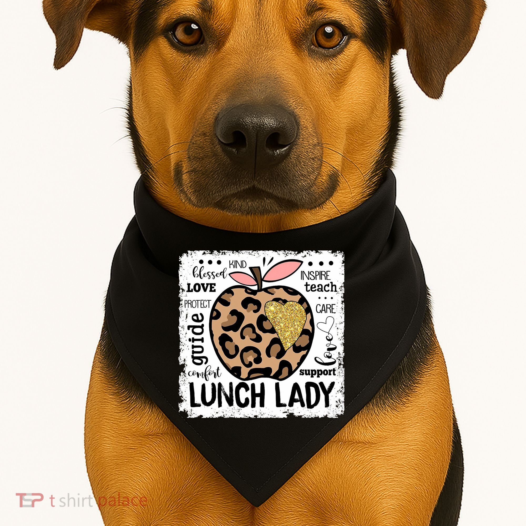 Back To School Teach Love Inspire Lunch Lady USA-Made Doggie Bandana