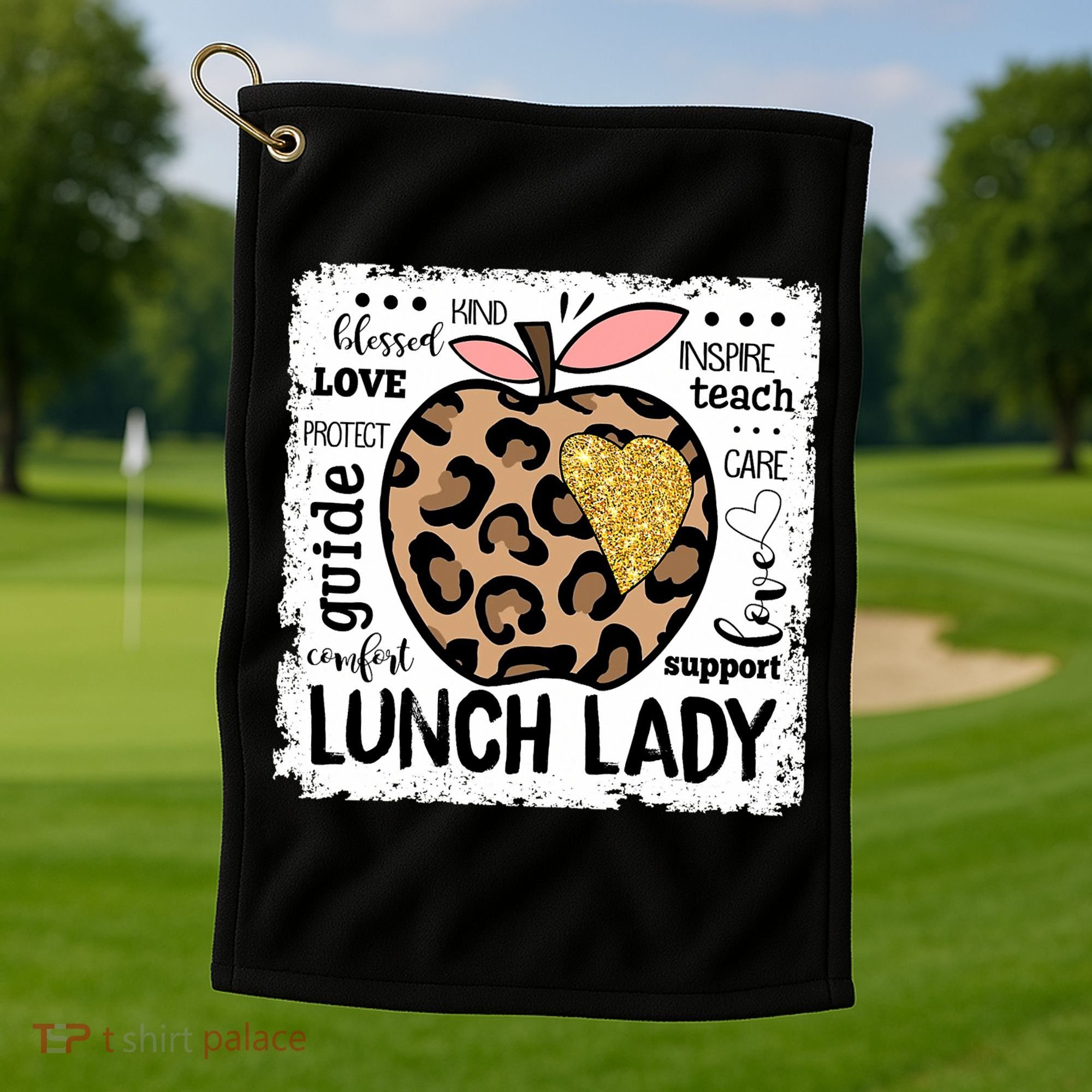 Back To School Teach Love Inspire Lunch Lady Golf Towel