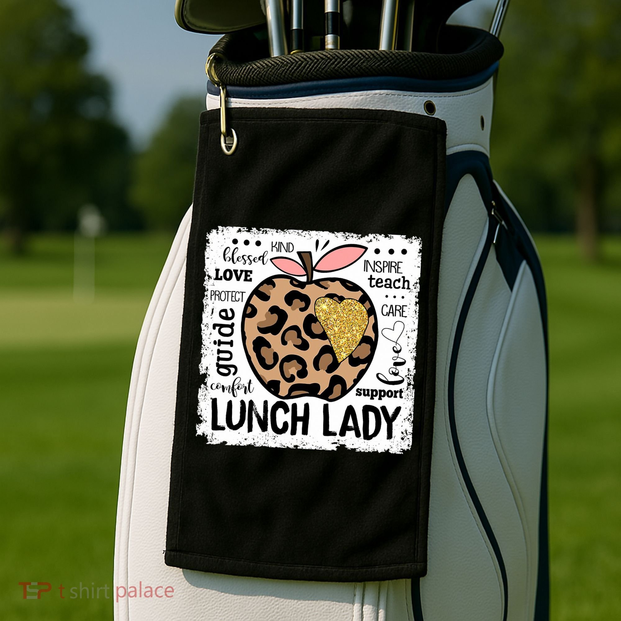 Back To School Teach Love Inspire Lunch Lady Golf Towel