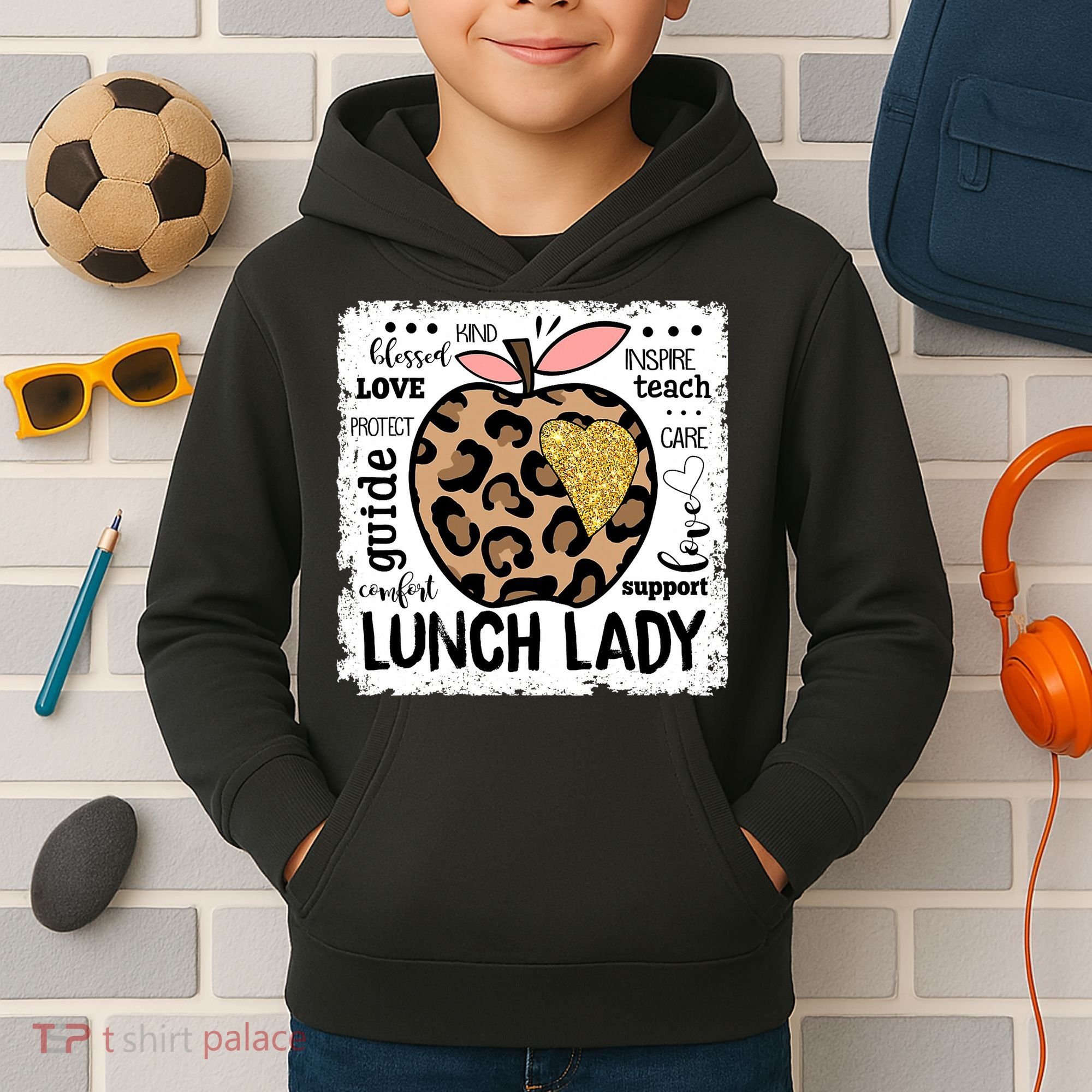 Back To School Teach Love Inspire Lunch Lady Kids Hoodie