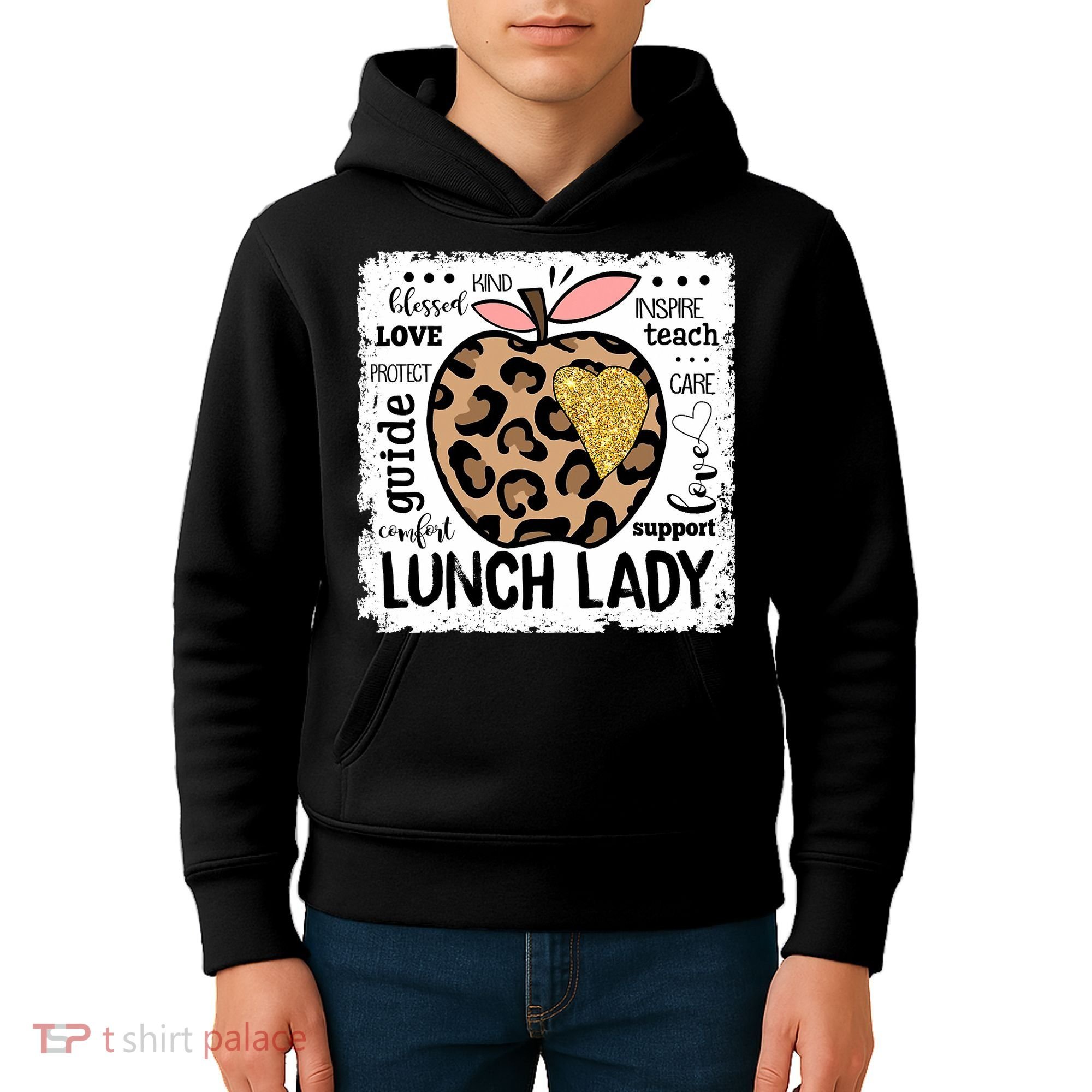 Back To School Teach Love Inspire Lunch Lady Kids Hoodie