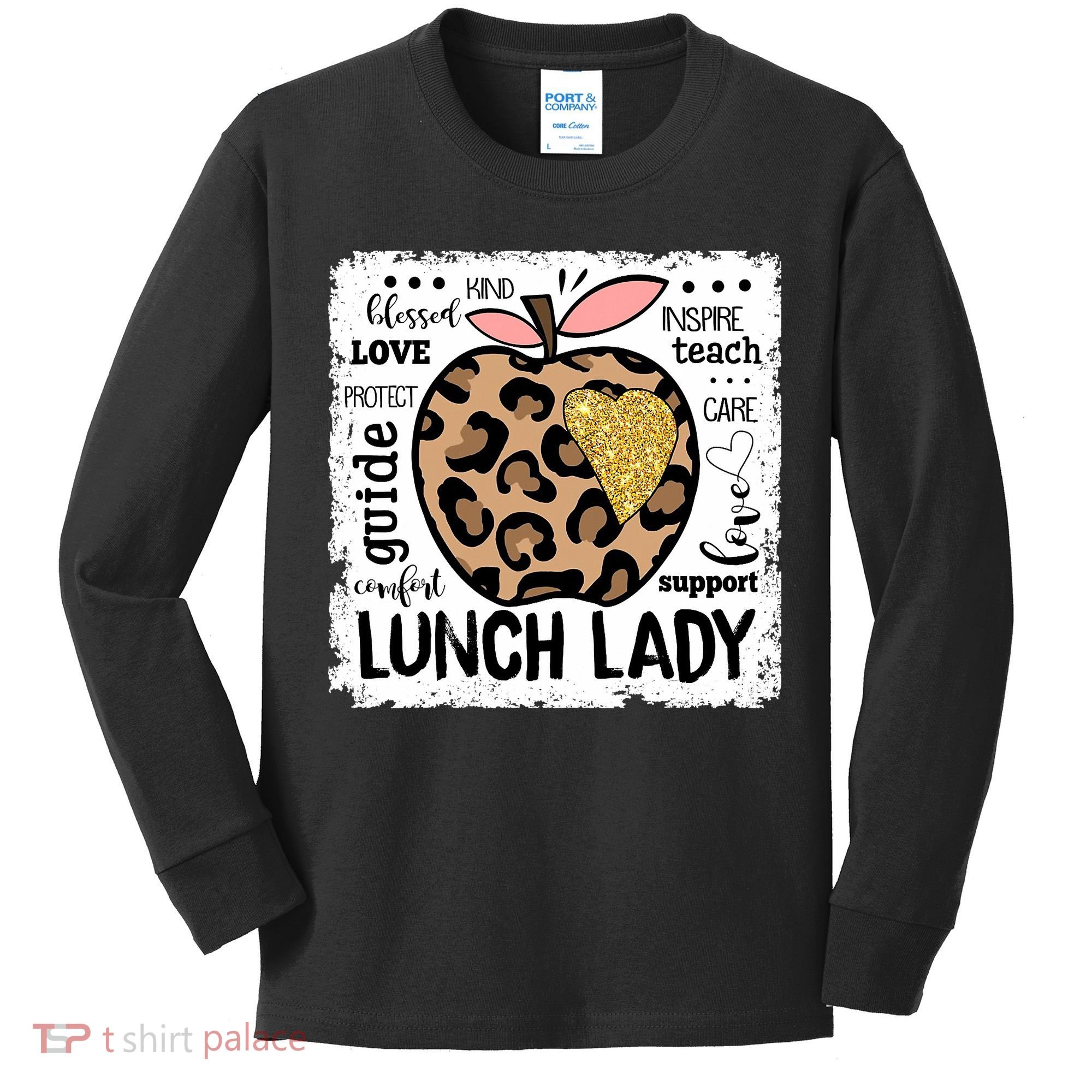 Back To School Teach Love Inspire Lunch Lady Kids Long Sleeve Shirt