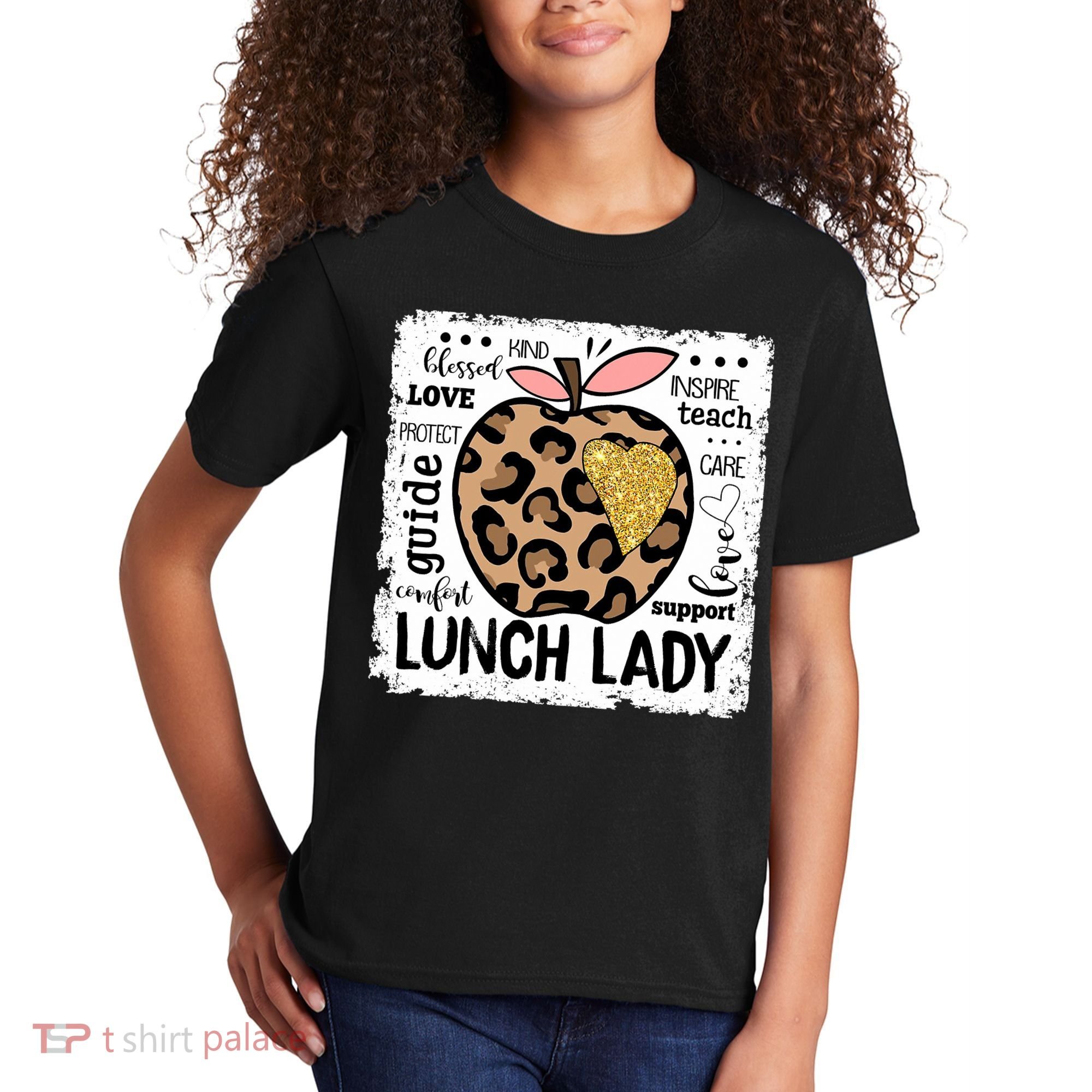 Back To School Teach Love Inspire Lunch Lady Kids T-Shirt