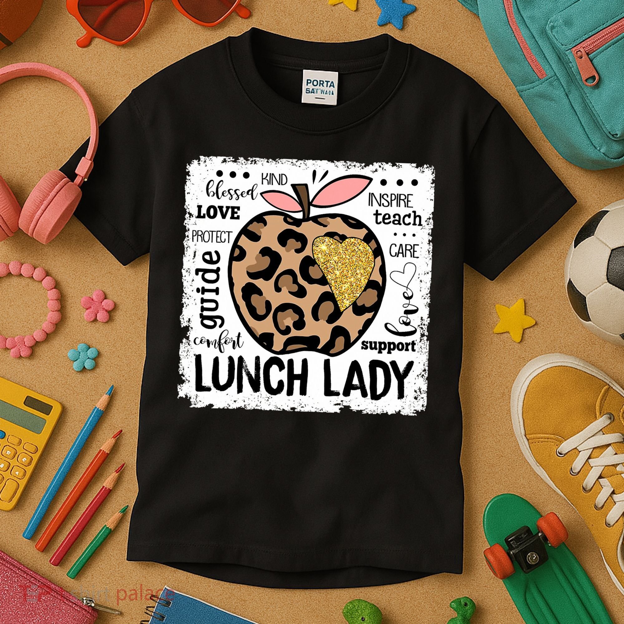 Back To School Teach Love Inspire Lunch Lady Kids T-Shirt