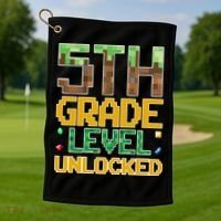 Back To School 5th Grade Gamer Fifth Grader Golf Towel thumb 1