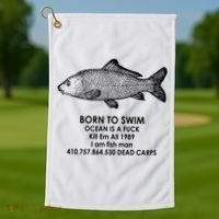 Born To Swim Ocean Is A Fuck Golf Towel thumb 1
