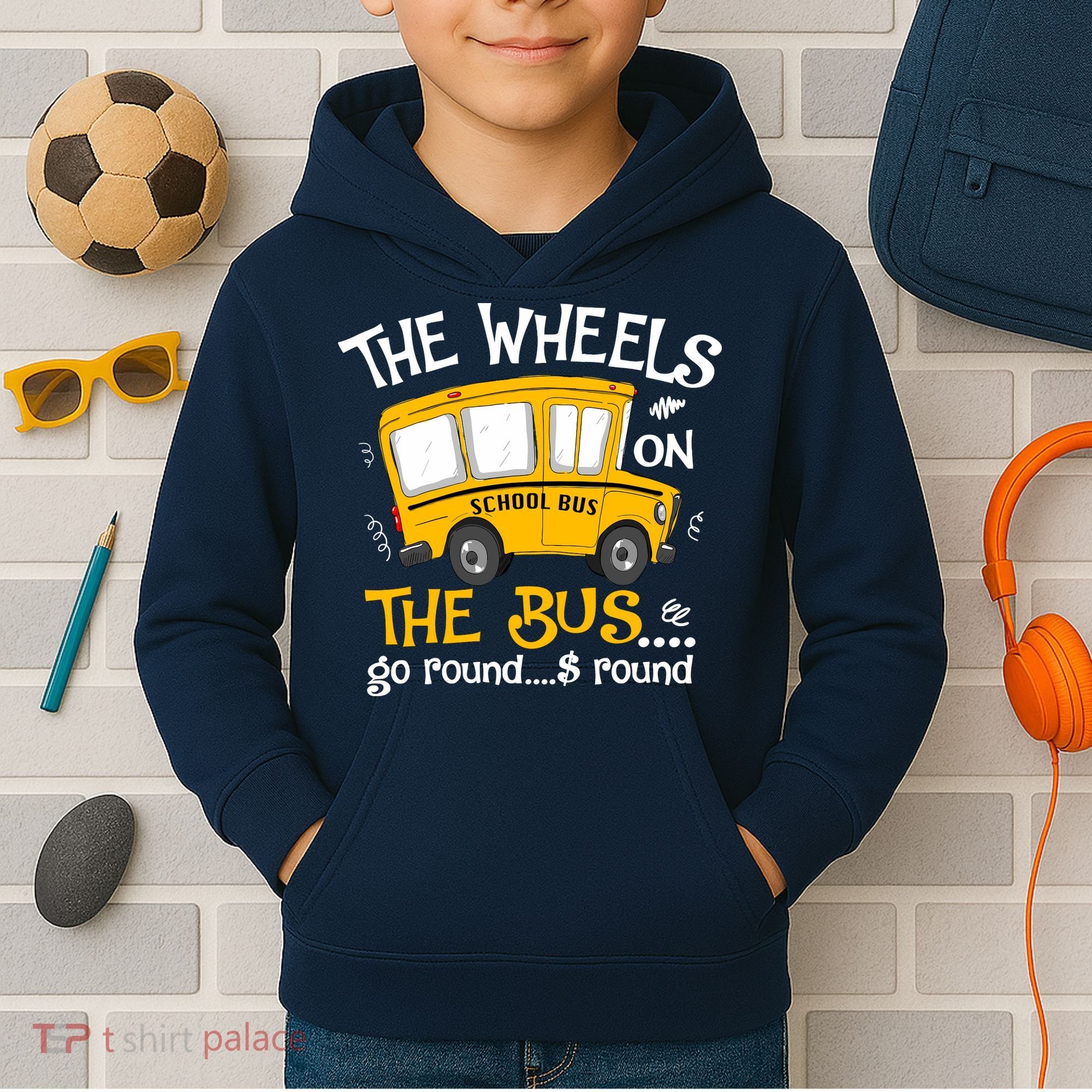 Back To School The Wheels On The Bus Kids Hoodie