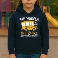 Back To School The Wheels On The Bus Kids Hoodie thumb 3