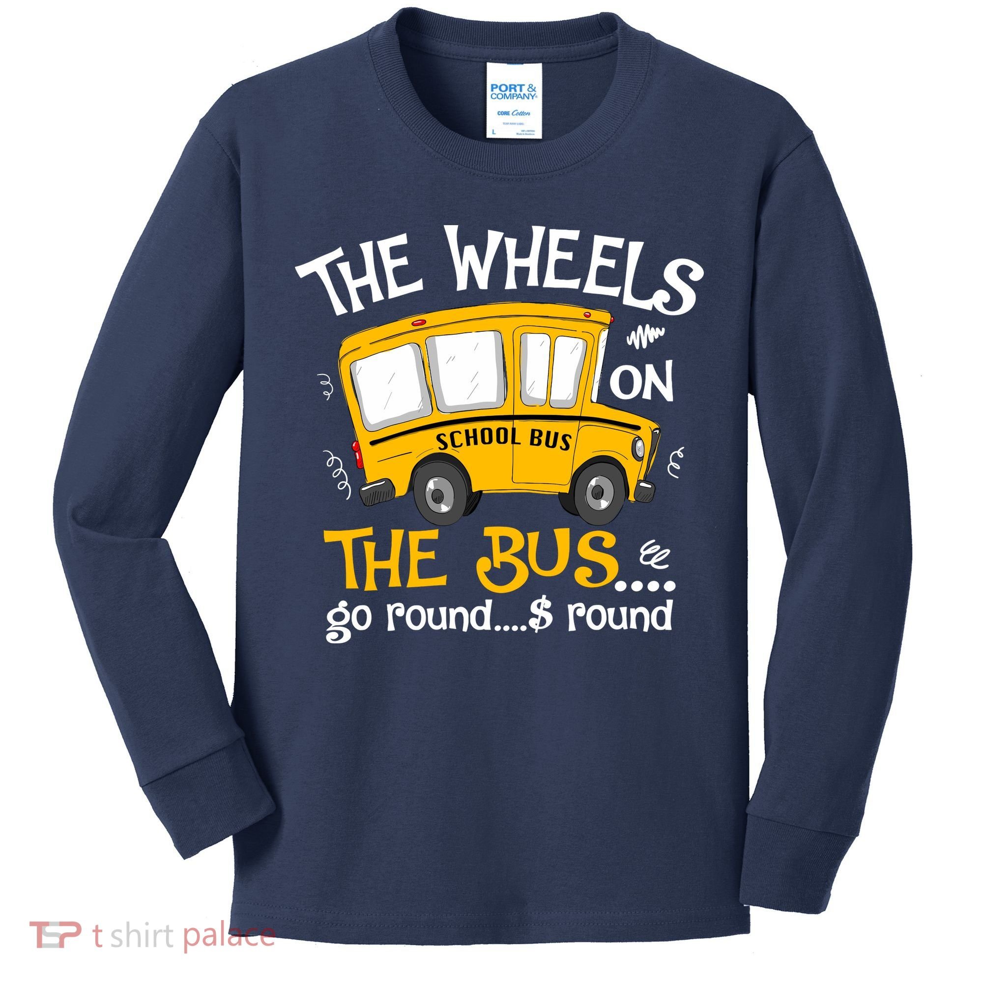 Back To School The Wheels On The Bus Kids Long Sleeve Shirt