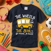 Back To School The Wheels On The Bus Kids T-Shirt thumb 3