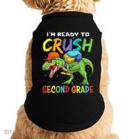 Back To School I'm Ready To Crush Second Grade Dinosaur Doggie Tank thumb 0